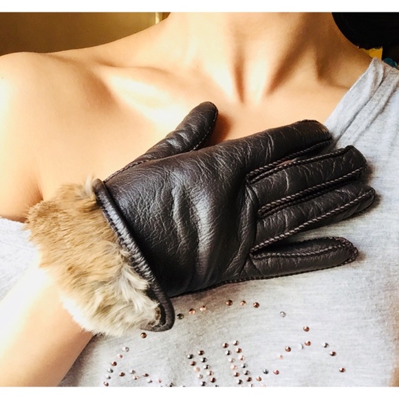 Accessories - ✈️ Vintage Leather Flight Gloves w/ Fur Lining